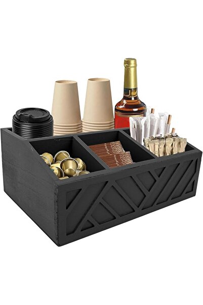 GENERAL Tea Bag Holder, Divided Wooden Storage Organizer Box for Food Storage...