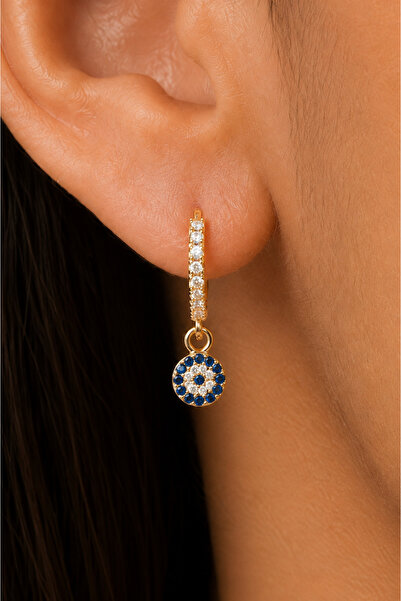 Sacce Scarves&Accessories Zircon Stone Evil Eye Charm Hoop Earrings Minimal S...