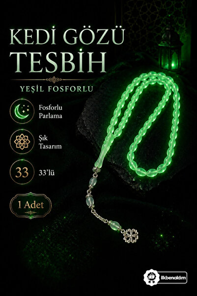İlkbenaldim Kedi Gözü Fosforlu Tesbih 33'lü