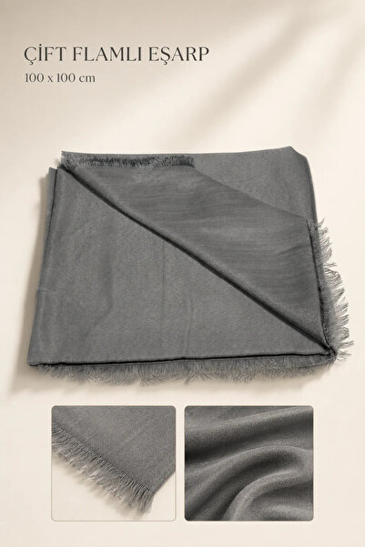 İlkbenaldim Double Flared Scarf 100X100 cm |   Tasseled Solid Color Women's S...