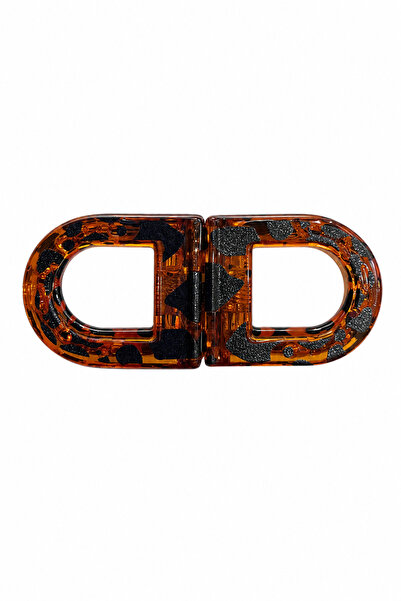 Jack Ferrero Stylish Hair Clip with Leopard Pattern and Black Glitter Detail