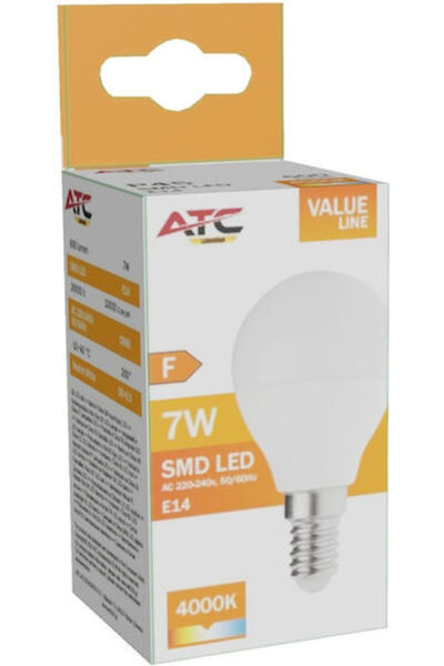 ATC Λάμπα LED 7W 80mm Για ντουί E14 και σχήμα P45 Λευκό Κωδικός: 25.001.0020