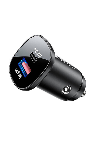 Acefast Incarcator auto B1 mini 38W, USB + USB-C (negru)