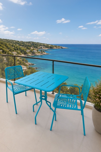 Evdemo Belek 2 Kişilik Metal Bahçe Balkon Mutfak Masa Takımı Turkuaz