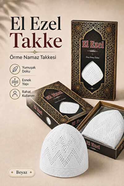 İlkbenaldim El Ezel Knitted Prayer Cap – White Men's Prayer Cap |   12-Pack