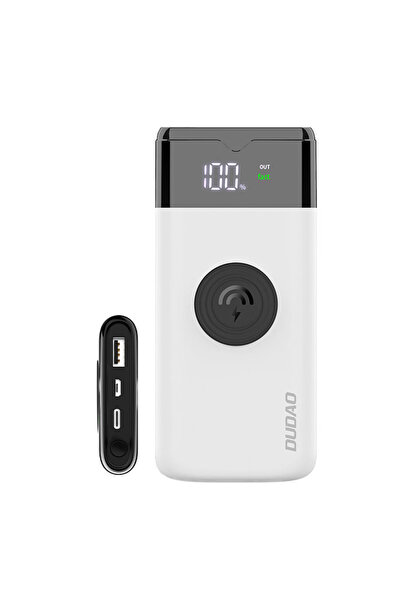 DUDAO Powerbank 10000mAh PD 20W QC 5.0 22.5W + 15W ασύρματης φόρτισης λευκό