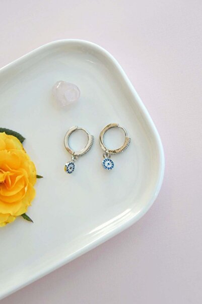 Sacce Scarves&Accessories Zirkon Taşlı Nazar Charm Halka Küpe Minimal Işıltı