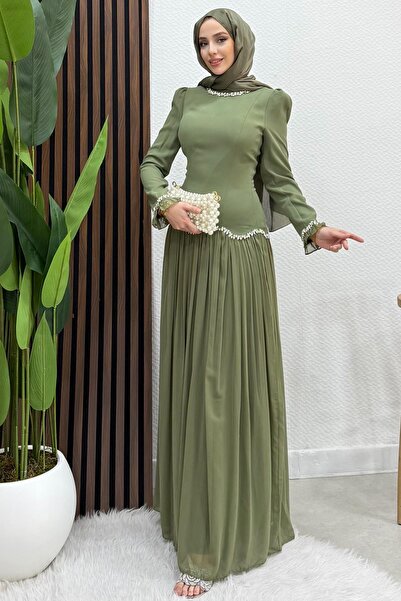 lizatesettür Eftalya Sırt Detay Abiye Soft Yeşil