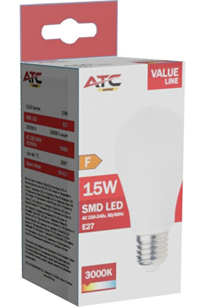 ATC Λάμπα LED 15W 118mm για ντουί E27 και σχήμα A60 Θερμό Λευκό 1520lm Κωδικό...