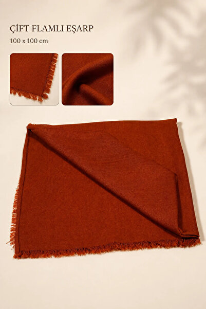 İlkbenaldim Double Flared Scarf 100X100 cm |   Tasseled Solid Color Women's S...