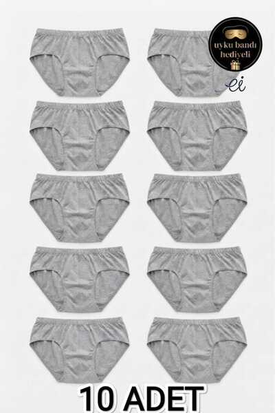 Seher Yıldızı 10-Pack Gray 100% Cotton Men's Slip Underpants - with Sleep Ban...