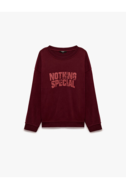 Koton Three-Thread Raised Cotton Comfortable Fit Crew Neck Printed Sweatshirt