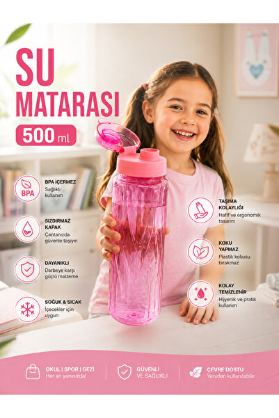 QesQin 500 ml Water Bottle for Children and Daily Use – Bpa-Free, Leak-Proof ...