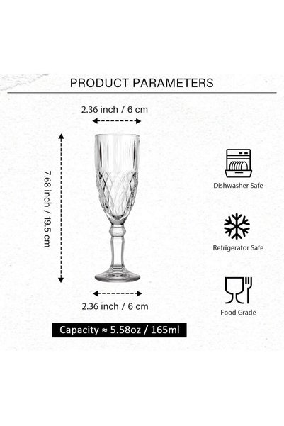 OEM Set de 6 pahare de șampanie din sticlă – 165 ml