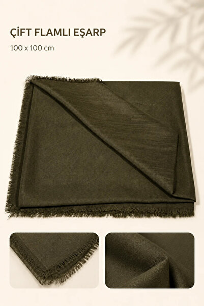 İlkbenaldim Double Flared Scarf 100X100 cm |   Tasseled Solid Color Women's S...