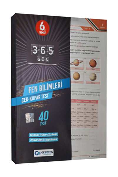 Gezegen Yayıncılık 6. Sınıf 365 Gün Fen Bilimleri Çek Kopar Test 40 Test