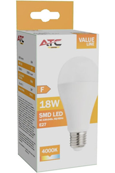ATC Λάμπα LED 18W 133mm για ντουί E27 και σχήμα A65 Λευκό 1850lm Κωδικός: 25....