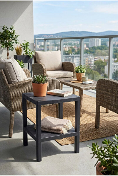 Zevahir Home Çok Amaçlı Dekoratif 2 Katlı Siyah Duvar Rafı - Plastik Düzenley...