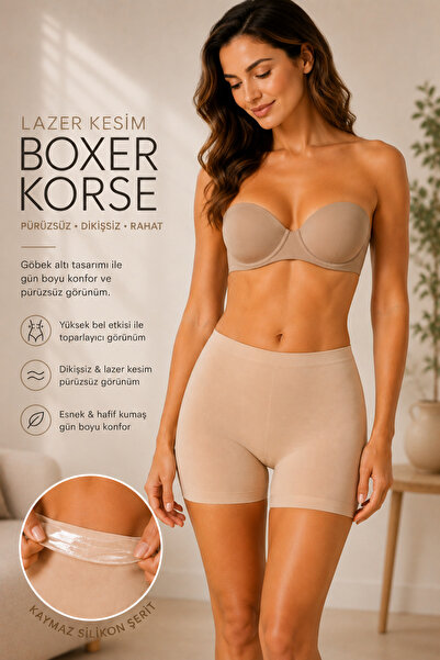 nisaNCa Women's High Waist Shaping Laser Cut Non-Marking Boxer Shorts Corset