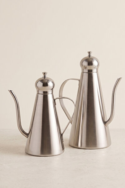 Sevinse Home AUREA Duo 2’li Paslanmaz Çelik Uzun Akıtma Ağızlı Yağdanlık Seti – 650 ml + 1000 ml