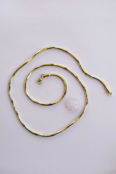 Sacce Scarves&Accessories Xuping 14K Gold Renk Oval Yılan Zincir Kolye Tok Akıcı Parlak Duruş 50 cm