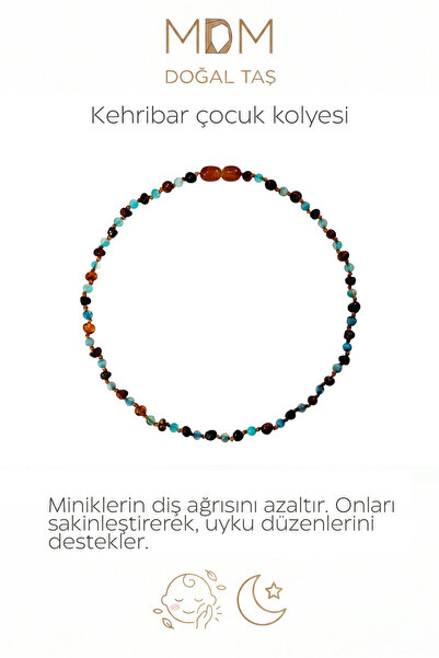 MDM Doğaltaş Akik taşı ile kehribar ile tasarlanan çocuk kolye