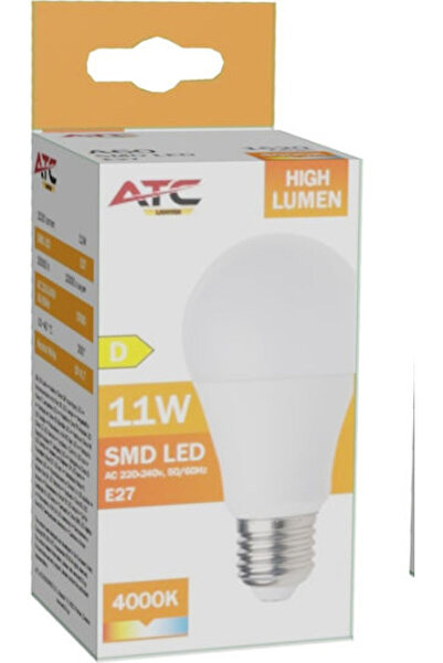 ATC Λάμπα LED 11W 110mm Για ντουί E27 και σχήμα A60 Λευκό 1520lm Κωδικός: 25....