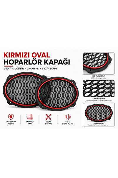 FIRSAT YOLU OVAL KIRMIZI NEON LEDLİ HOPARLÖR KAPAĞI