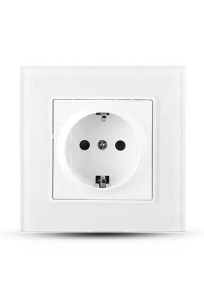 V-TAC SINGLE SOCKET 16A WITH GLASS FRAME, WHITE
