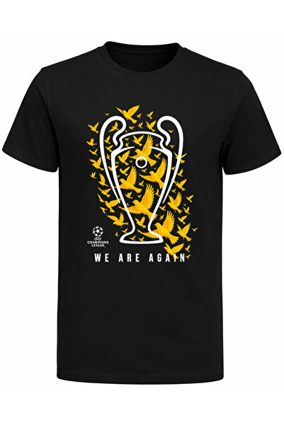 Efendioğlu Design We Are Again Printed Cl Birds in Yellow Navy Colors Adult t...