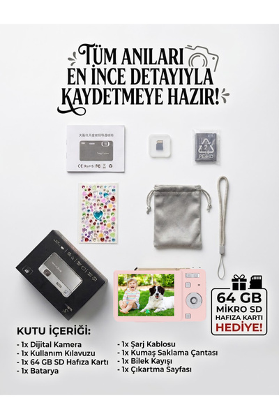 Serreha 4K Ultra HD Vlog Kamerası 64 MP 12x Optik Zoom Dijital Fotoğraf Makin...