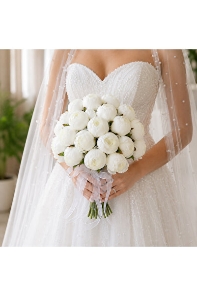 fesleğen çiçek Gelin Buketi Şakayık ve Damat Yaka Çiçeği Seti