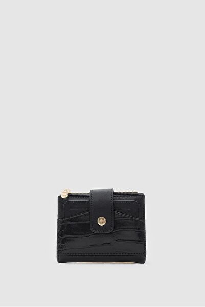 Shule Bags Rose croco patterned women's card holder black