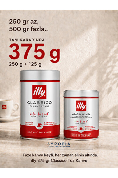 illy Classico Toz Kahve 375 gr (250 gr + 125 gr) – Orta Kavrulmuş
