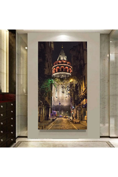 shsanatsal ÜRÜNLER GALATA KULESİ SOKAK MANZARASI KANVAS TABLO Salon Duvar Dek...