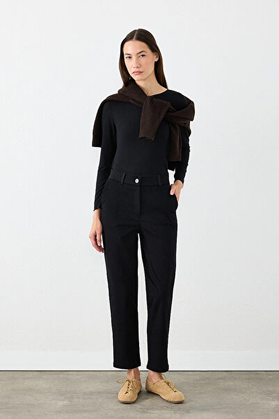 Gusto Canvas Mom Pants - Black