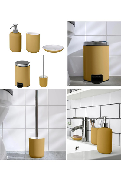 IKEA 5'li Banyo Seti Çöp Kovası (ÇELİK) - Diş Fırçalık Sabunluk Tuvalet Fırça...