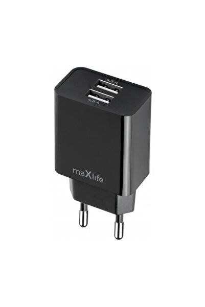 MaXlife MXTC-12 Wall Charger, 24W, 4.8A, 2 x USB-A, Black