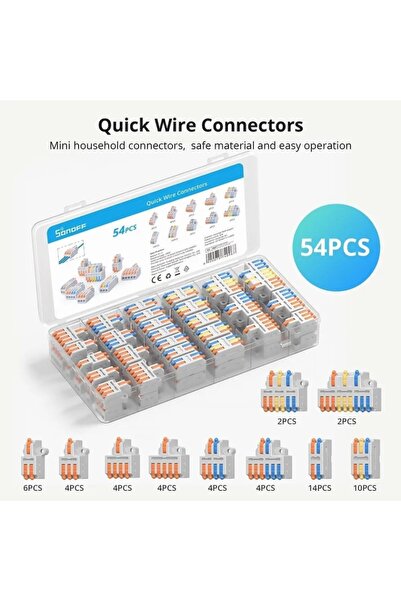 Sonoff D1-2 connector splitter for quick wire splicing (with 10 types, 54-pie...