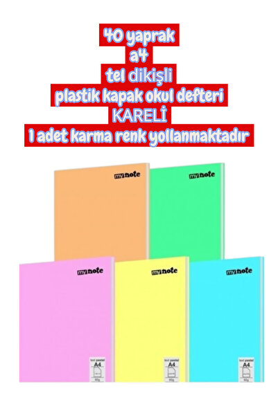 SEYFİKİRTASİYE 40 yaprak a4 tel dikişli plastik kapak okul defteri 1 adet kar...