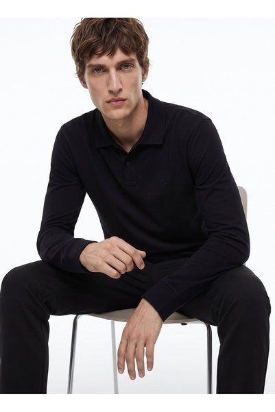 Dockers Siyah Erkek Regular Fit Uzun Kollu Polo T-Shirt D2620091001_Uzun Koll...