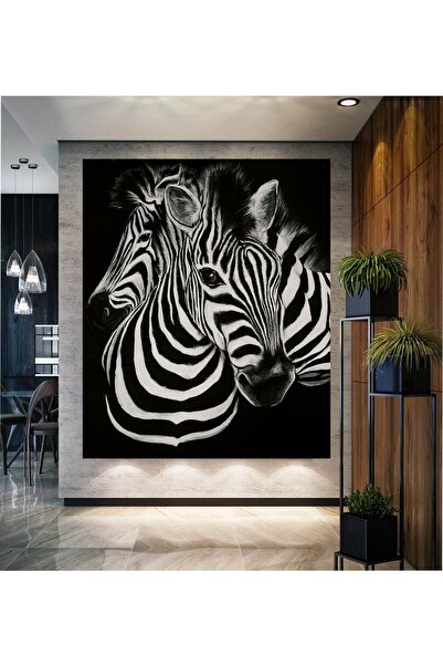shsanatsal Modern Dekoratif Siyah Beyaz Zebra Duvar Kanvas Tablosu Tablo Salo...