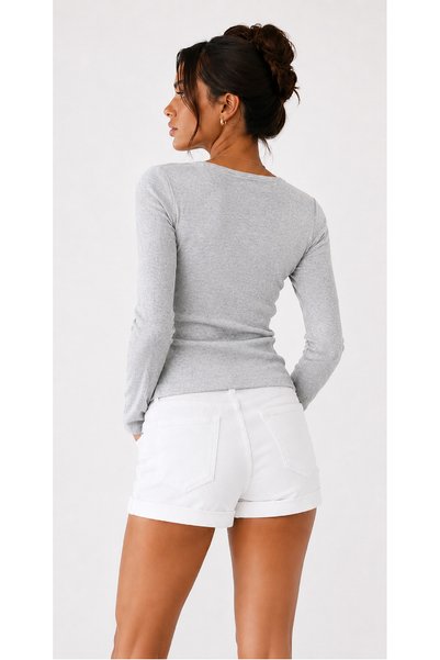 AÇELYA TEKSTİL Long Sleeve Zippered Camisole Women's T-Shirt
