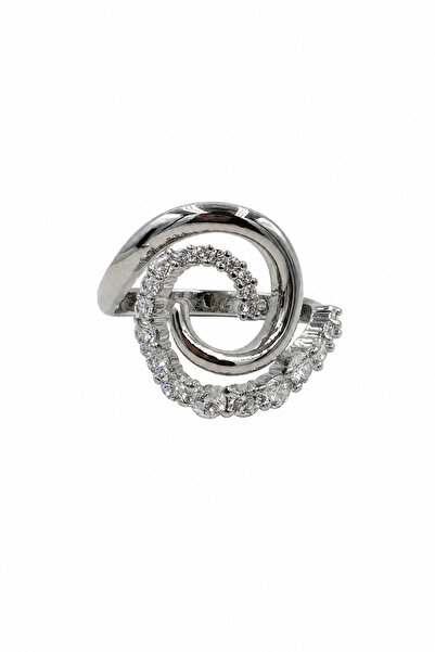 Jack Ferrero Modern Design Steel Zircon Stone Interlocking Spiral Ring
