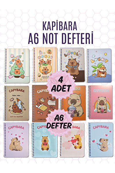 Ceylan Kırtasiye Kapibara A6 Not Defteri (4'lü Set)