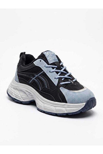 Generic Men's Black Blue Chunky Sneakers Lace-Up Casual Sports Walking Shoes