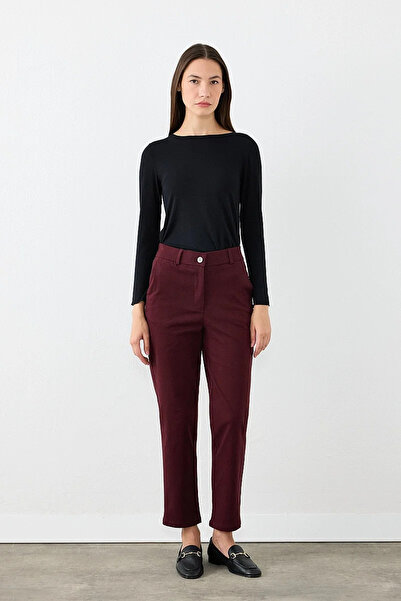 Gusto Canvas Mom Pants - Plum