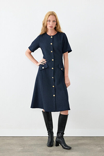 Gusto Waist-Slit Midi Tweed Dress - Saks