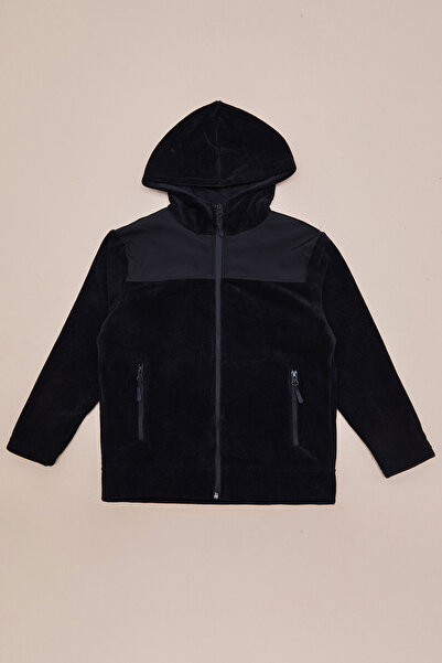 Fulla Moda Parachute Fabric Detailed Hooded Fleece Boys' Sweatshirt