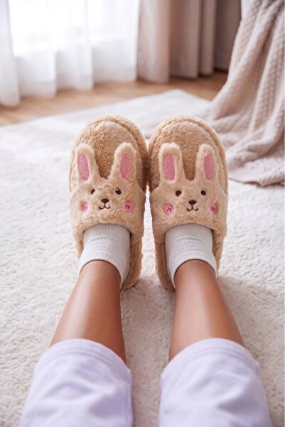 StWenn Women's Plush House Slippers Cute Monkey Patterned Winter Warm Closed-...